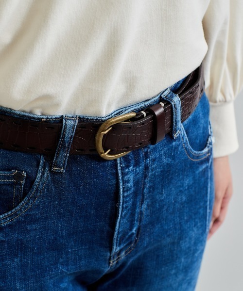 cepo（セポ）の「クロコカタオシＷピンベルト（ベルト・レディース・ブラウン/ブラック・FREE）」の2枚目の写真
