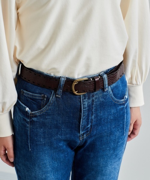 cepo（セポ）の「クロコカタオシＷピンベルト（ベルト・レディース・ブラウン/ブラック・FREE）」の6枚目の写真