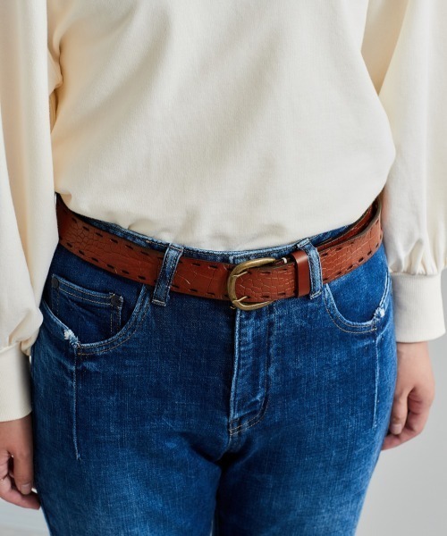 cepo（セポ）の「クロコカタオシＷピンベルト（ベルト・レディース・ブラウン/ブラック・FREE）」の7枚目の写真