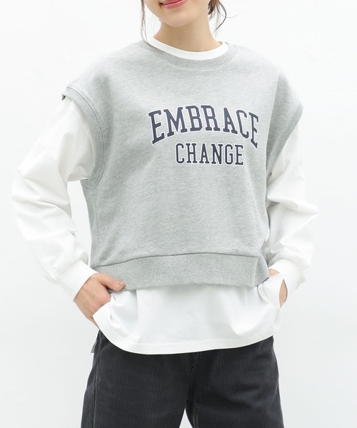 Honeys（ハニーズ）の「インナー付ベスト（アンサンブル・レディース・イエロー/杢グレー/ブルー系その他/スミクロ・S/M/L）」の3枚目の写真