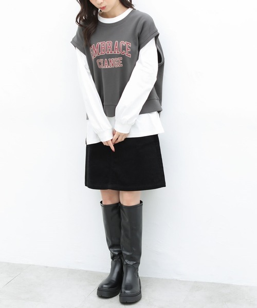 Honeys（ハニーズ）の「インナー付ベスト（アンサンブル・レディース・イエロー/杢グレー/ブルー系その他/スミクロ・S/M/L）」の5枚目の写真