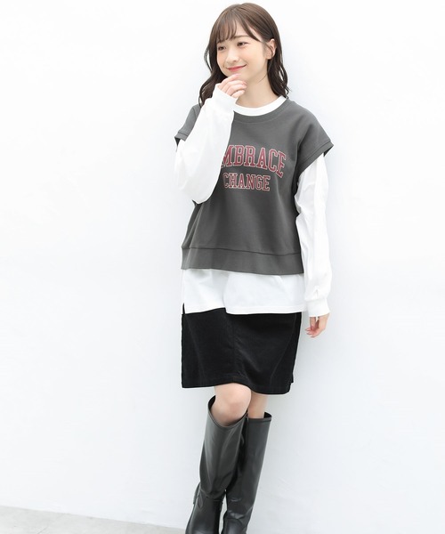 Honeys（ハニーズ）の「インナー付ベスト（アンサンブル・レディース・イエロー/杢グレー/ブルー系その他/スミクロ・S/M/L）」の13枚目の写真