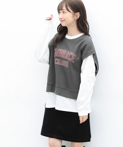 Honeys（ハニーズ）の「インナー付ベスト（アンサンブル・レディース・イエロー/杢グレー/ブルー系その他/スミクロ・S/M/L）」の8枚目の写真