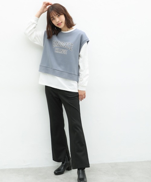 Honeys（ハニーズ）の「インナー付ベスト（アンサンブル・レディース・イエロー/杢グレー/ブルー系その他/スミクロ・S/M/L）」の20枚目の写真