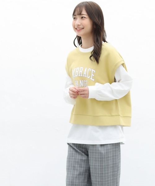 Honeys（ハニーズ）の「インナー付ベスト（アンサンブル・レディース・イエロー/杢グレー/ブルー系その他/スミクロ・S/M/L）」の6枚目の写真