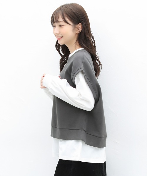 Honeys（ハニーズ）の「インナー付ベスト（アンサンブル・レディース・イエロー/杢グレー/ブルー系その他/スミクロ・S/M/L）」の14枚目の写真