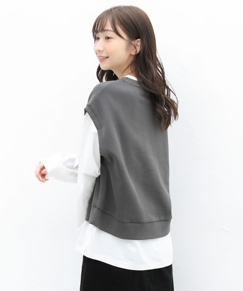 Honeys（ハニーズ）の「インナー付ベスト（アンサンブル・レディース・イエロー/杢グレー/ブルー系その他/スミクロ・S/M/L）」の9枚目の写真