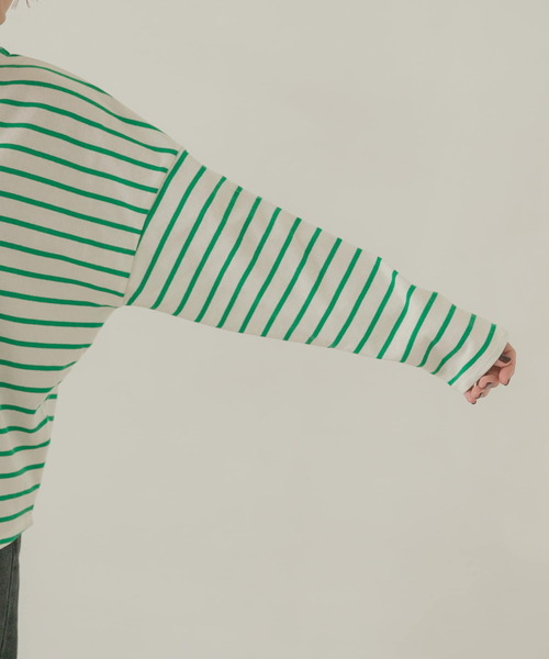 ITEMS URBANRESEARCH（アイテムズ アーバンリサーチ）の「バスクボーダーロングTシャツ（Tシャツ/カットソー・レディース・ネイビー/グリーン/ブラック・FREE）」の16枚目の写真