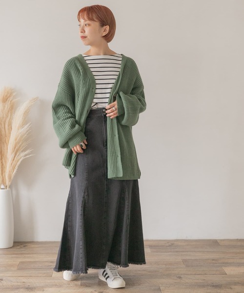 ITEMS URBANRESEARCH（アイテムズ アーバンリサーチ）の「バスクボーダーロングTシャツ（Tシャツ/カットソー・レディース・ネイビー/グリーン/ブラック・FREE）」の17枚目の写真