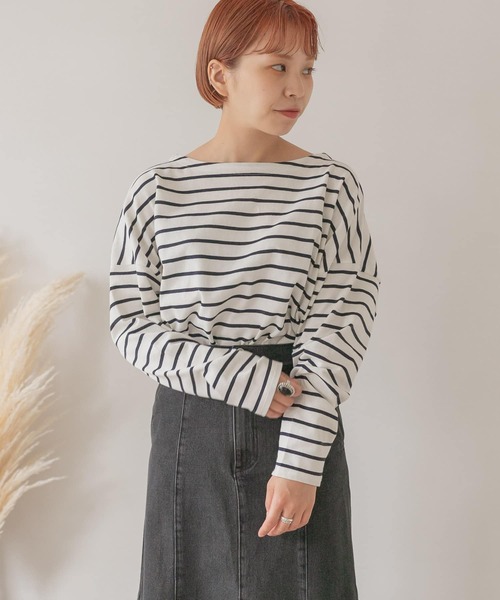 ITEMS URBANRESEARCH（アイテムズ アーバンリサーチ）の「バスクボーダーロングTシャツ（Tシャツ/カットソー・レディース・ネイビー/グリーン/ブラック・FREE）」の13枚目の写真