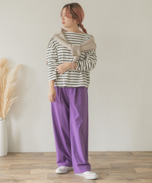 ITEMS URBANRESEARCH（アイテムズ アーバンリサーチ）の「バスクボーダーロングTシャツ（Tシャツ/カットソー・レディース・ネイビー/グリーン/ブラック・FREE）」の18枚目の写真