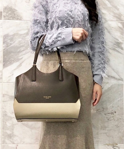 セール バイカラーイタリアンスプレットレザートートバッグ 大サイズ トートバッグ Samantha Thavasa サマンサタバサ のファッション通販 Zozotown