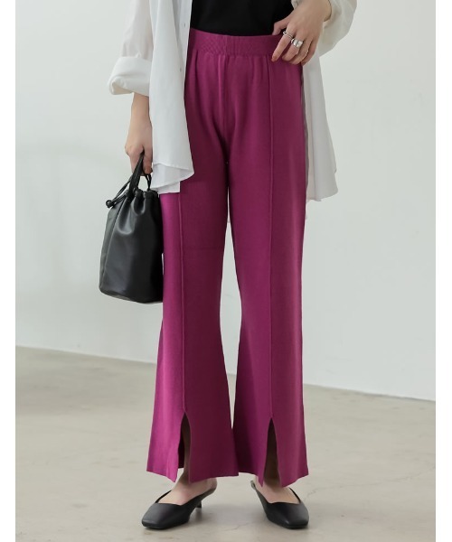 Re:EDIT（リエディ）の「センターラインスリットニットレギパン（その他パンツ・レディース・ブラウン/ベージュ/オレンジ/グリーン/ブラック/ピンク/パープル・LARGE/MEDIUM/SHORT）」の6枚目の写真