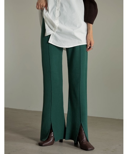 Re:EDIT（リエディ）の「センターラインスリットニットレギパン（その他パンツ・レディース・ブラウン/ベージュ/オレンジ/グリーン/ブラック/ピンク/パープル・LARGE/MEDIUM/SHORT）」の4枚目の写真