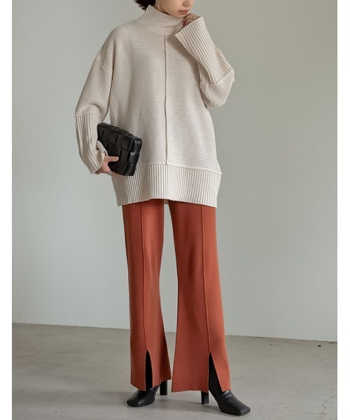 Re:EDIT（リエディ）の「センターラインスリットニットレギパン（その他パンツ・レディース・ブラウン/ベージュ/オレンジ/グリーン/ブラック/ピンク/パープル・LARGE/MEDIUM/SHORT）」の14枚目の写真