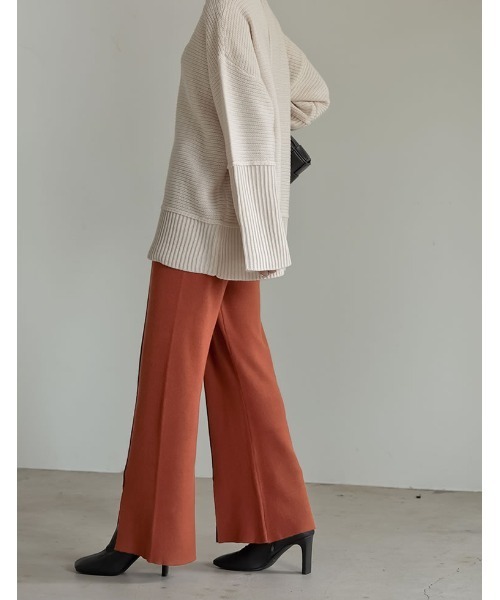 Re:EDIT（リエディ）の「センターラインスリットニットレギパン（その他パンツ・レディース・ブラウン/ベージュ/オレンジ/グリーン/ブラック/ピンク/パープル・LARGE/MEDIUM/SHORT）」の22枚目の写真