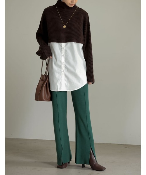 Re:EDIT（リエディ）の「センターラインスリットニットレギパン（その他パンツ・レディース・ブラウン/ベージュ/オレンジ/グリーン/ブラック/ピンク/パープル・LARGE/MEDIUM/SHORT）」の18枚目の写真