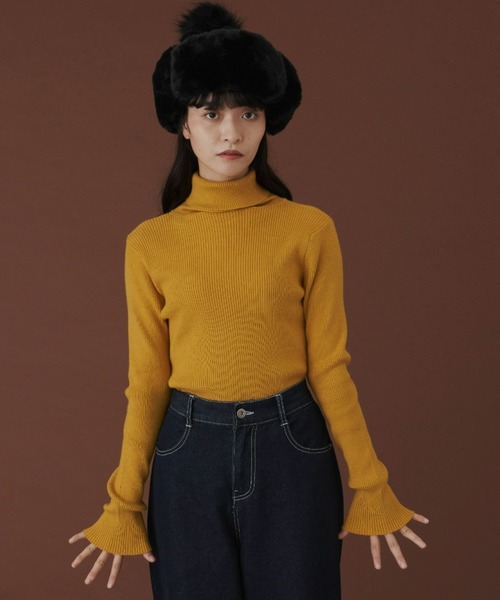 MERLOT（メルロー）の「リブタートルネックニット（ニット/セーター・レディース・グリーン/ワインレッド/マスタード/ホワイト・FREE）」の3枚目の写真