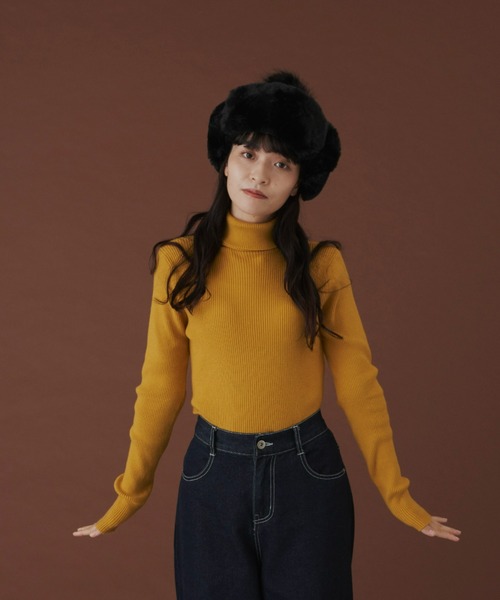 MERLOT（メルロー）の「リブタートルネックニット（ニット/セーター・レディース・グリーン/ワインレッド/マスタード/ホワイト・FREE）」の6枚目の写真