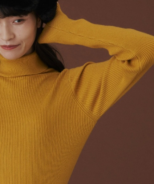MERLOT（メルロー）の「リブタートルネックニット（ニット/セーター・レディース・グリーン/ワインレッド/マスタード/ホワイト・FREE）」の18枚目の写真