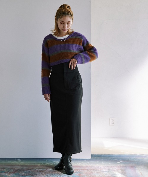 byYOUANCE（バイユアンス）の「ハイウエストタイトロングスカート（スカート・レディース・ピンク/グリーン/マルチ/アニマル/ブラック/ブラック系その他/オレンジ/イエロー/アイボリー/サックスブルー・FREE）」の11枚目の写真