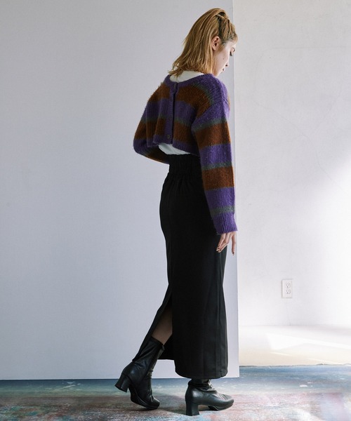 byYOUANCE（バイユアンス）の「ハイウエストタイトロングスカート（スカート・レディース・ピンク/グリーン/マルチ/アニマル/ブラック/ブラック系その他/オレンジ/イエロー/アイボリー/サックスブルー・FREE）」の12枚目の写真