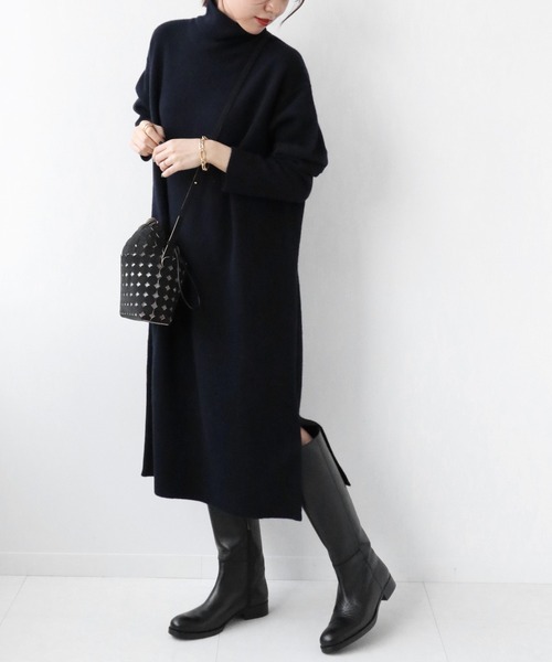 JOURNAL STANDARD relume（ジャーナルスタンダード　レリューム）の「ウールカシミヤタートルネックワンピース◆（ワンピース・レディース・ホワイト/ベージュ/ネイビー・FREE）」の3枚目の写真