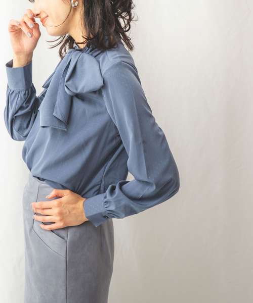 【極美品24200円】ナラカミーチェ♦️シャドードットサイドボウタイブラウス NARACAMICIE（ナラカミーチェ）の「シャドードットサイドボウタイ