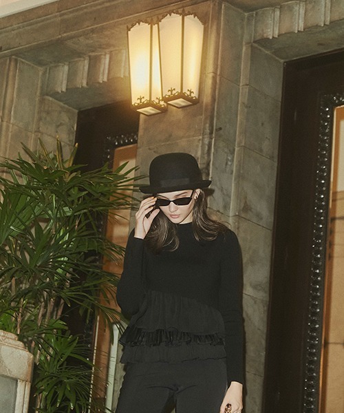 EIMY ISTOIRE（エイミーイストワール）の「アシンメトリーコンビニットプルオーバー（Tシャツ/カットソー・レディース・ホワイト/ブラック/ブラウン/サックスブルー/ピンク・FREE）」の9枚目の写真