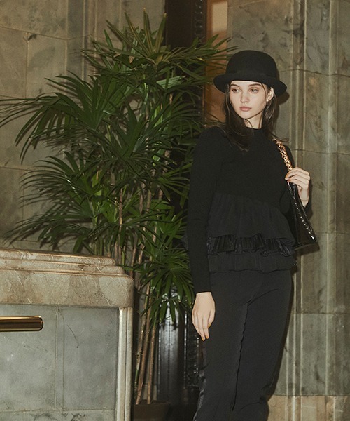 EIMY ISTOIRE（エイミーイストワール）の「アシンメトリーコンビニットプルオーバー（Tシャツ/カットソー・レディース・ホワイト/ブラック/ブラウン/サックスブルー/ピンク・FREE）」の19枚目の写真