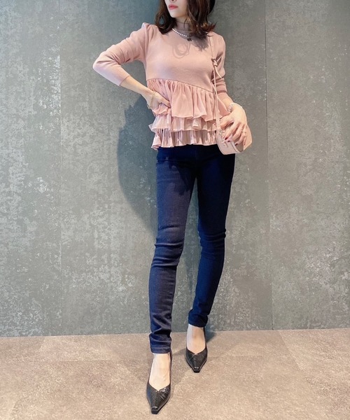 EIMY ISTOIRE（エイミーイストワール）の「アシンメトリーコンビニットプルオーバー（Tシャツ/カットソー・レディース・ホワイト/ブラック/ブラウン/サックスブルー/ピンク・FREE）」の22枚目の写真