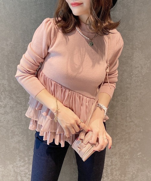 EIMY ISTOIRE（エイミーイストワール）の「アシンメトリーコンビニットプルオーバー（Tシャツ/カットソー・レディース・ホワイト/ブラック/ブラウン/サックスブルー/ピンク・FREE）」の17枚目の写真