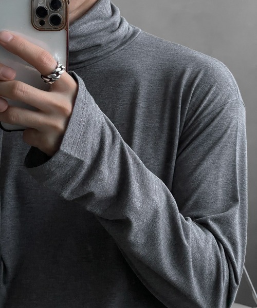 ASCLO（エジュクロ）の「ASCLO ウォーマータートルネックTシャツ（Tシャツ/カットソー・メンズ・ブラック/グレー/アイボリー・FREE）」の6枚目の写真