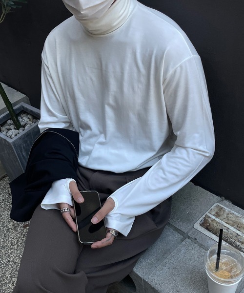 ASCLO（エジュクロ）の「ASCLO ウォーマータートルネックTシャツ（Tシャツ/カットソー・メンズ・ブラック/グレー/アイボリー・FREE）」の13枚目の写真