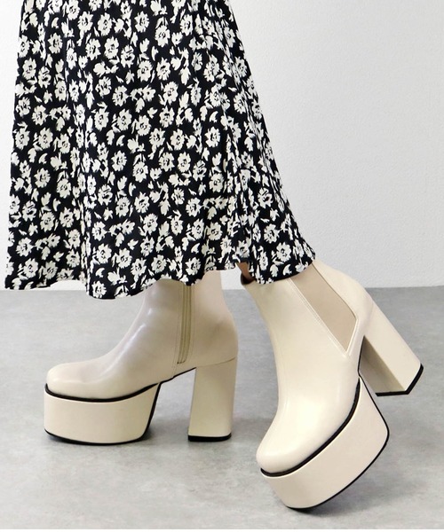 LOVEHUNTER（ラブハンター）の「LOVEHUNTER / 軽量厚底　スクエアトゥチェルシーヒールブーツ(1571)（ブーツ・レディース・ブラック/アイボリー/ブラック系その他/シルバー・S/M/L/LL/SS/3L）」の8枚目の写真