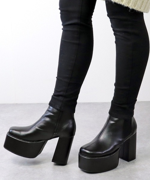 LOVEHUNTER（ラブハンター）の「LOVEHUNTER / 軽量厚底　スクエアトゥチェルシーヒールブーツ(1571)（ブーツ・レディース・ブラック/アイボリー/ブラック系その他/シルバー・S/M/L/LL/SS/3L）」の5枚目の写真