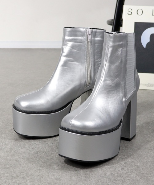 LOVEHUNTER（ラブハンター）の「LOVEHUNTER / 軽量厚底　スクエアトゥチェルシーヒールブーツ(1571)（ブーツ・レディース・ブラック/アイボリー/ブラック系その他/シルバー・S/M/L/LL/SS/3L）」の10枚目の写真