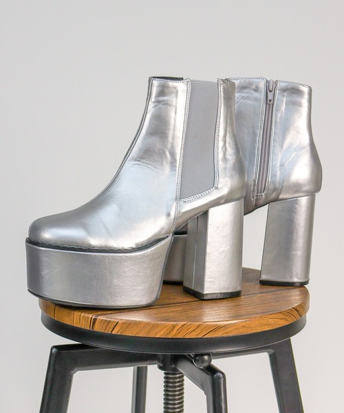 LOVEHUNTER（ラブハンター）の「LOVEHUNTER / 軽量厚底　スクエアトゥチェルシーヒールブーツ(1571)（ブーツ・レディース・ブラック/アイボリー/ブラック系その他/シルバー・S/M/L/LL/SS/3L）」の11枚目の写真