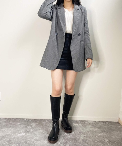shopnikoniko(ショップニコニコ)の「千鳥柄ジャケット(テーラードジャケット・レディース・ベージュ/ブラウン/ブラック・フリー)」の6枚目の写真