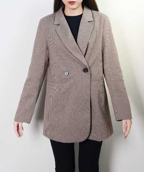 shopnikoniko(ショップニコニコ)の「千鳥柄ジャケット(テーラードジャケット・レディース・ベージュ/ブラウン/ブラック・フリー)」の12枚目の写真
