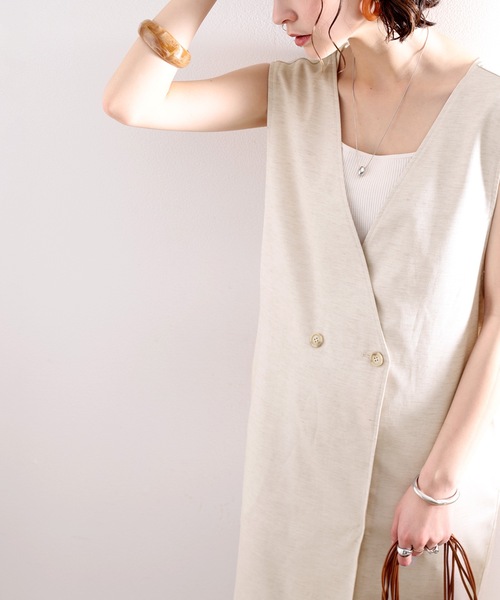 classicalelf（クラシカルエルフ）の「今年の指名買い！2wayコットンリネンダブルボタンロングジレ・ジャンパースカート（ワンピース・レディース・チャコールグレー/ベージュ/ブラック・SMALL/MEDIUM/LARGE/X-LARGE）」の13枚目の写真