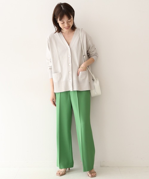 SLOBE IENA(スローブイエナ)の「アイスコットンVネックカーディガン◆(カーディガン/ボレロ・レディース・ネイビー/サックスブルー/ピンク/ナチュラル・FREE)」の5枚目の写真