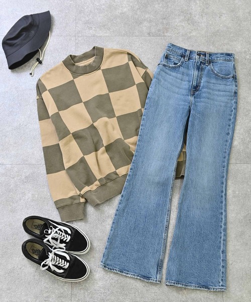 STUSSY（ステューシー）の「STUSSY (ステューシー)  チェック柄裏フリース モックネック 長袖 スウェット（スウェット・レディース・インディゴブルー/ベージュ・M/L）」の13枚目の写真