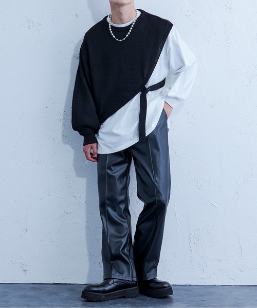Ellno Loset(エルノロゼット)の「ニットショールロンT(ニット/セーター・メンズ・ブルーグリーン/ブラック・MEDIUM/LARGE)」の4枚目の写真
