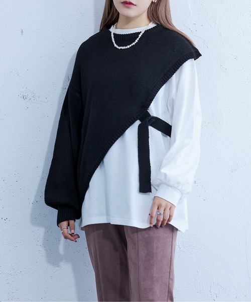 Ellno Loset(エルノロゼット)の「ニットショールロンT(ニット/セーター・メンズ・ブルーグリーン/ブラック・MEDIUM/LARGE)」の5枚目の写真