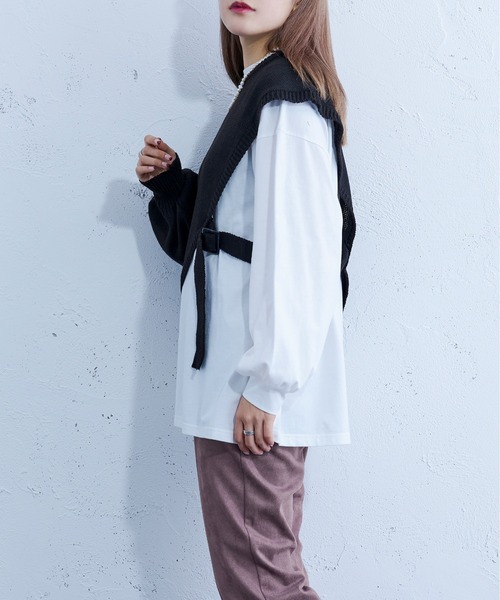 Ellno Loset(エルノロゼット)の「ニットショールロンT(ニット/セーター・メンズ・ブルーグリーン/ブラック・MEDIUM/LARGE)」の6枚目の写真