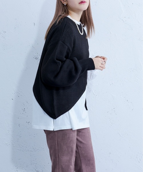 Ellno Loset(エルノロゼット)の「ニットショールロンT(ニット/セーター・メンズ・ブルーグリーン/ブラック・MEDIUM/LARGE)」の7枚目の写真