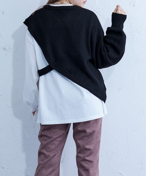 Ellno Loset(エルノロゼット)の「ニットショールロンT(ニット/セーター・メンズ・ブルーグリーン/ブラック・MEDIUM/LARGE)」の8枚目の写真