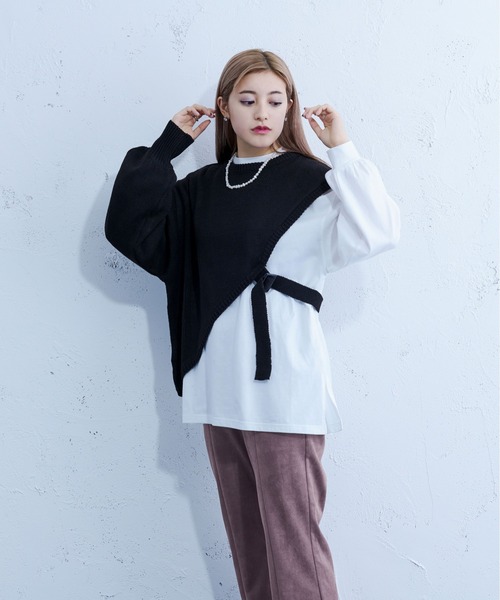 Ellno Loset(エルノロゼット)の「ニットショールロンT(ニット/セーター・メンズ・ブルーグリーン/ブラック・MEDIUM/LARGE)」の10枚目の写真