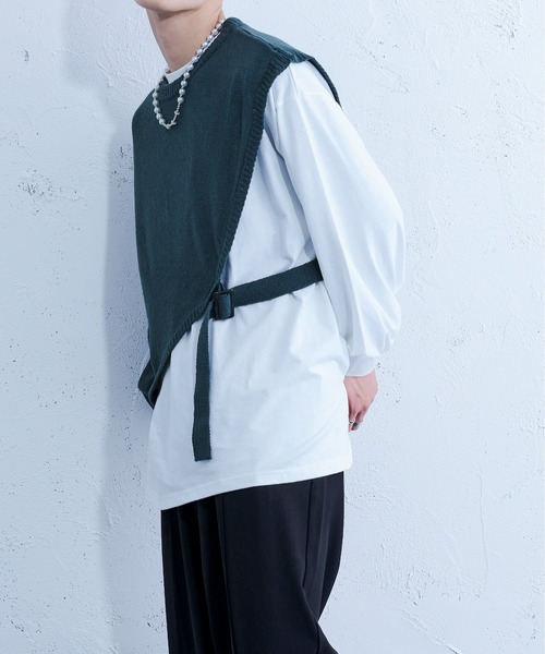 Ellno Loset(エルノロゼット)の「ニットショールロンT(ニット/セーター・メンズ・ブルーグリーン/ブラック・MEDIUM/LARGE)」の13枚目の写真